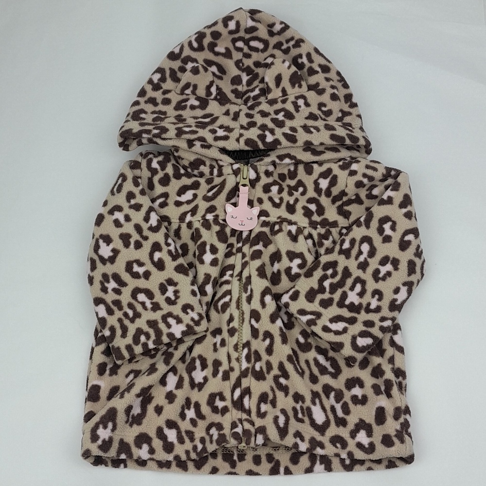 Carters Leopard Pink Print Zip Up Sweater Hoodie Ears